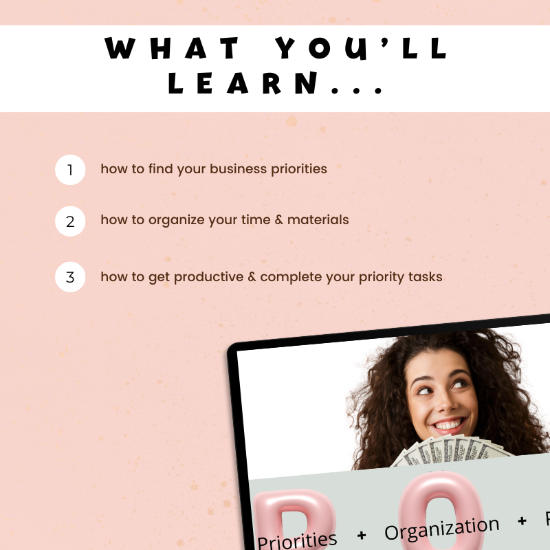 Mastering Priorities, Organization, & Productivity for TPT Success - Video Webinar for TpT Sellers - What you'll learn - how to find your business priorities - how to organize your time and materials - how to get productive and complete your priority tasks