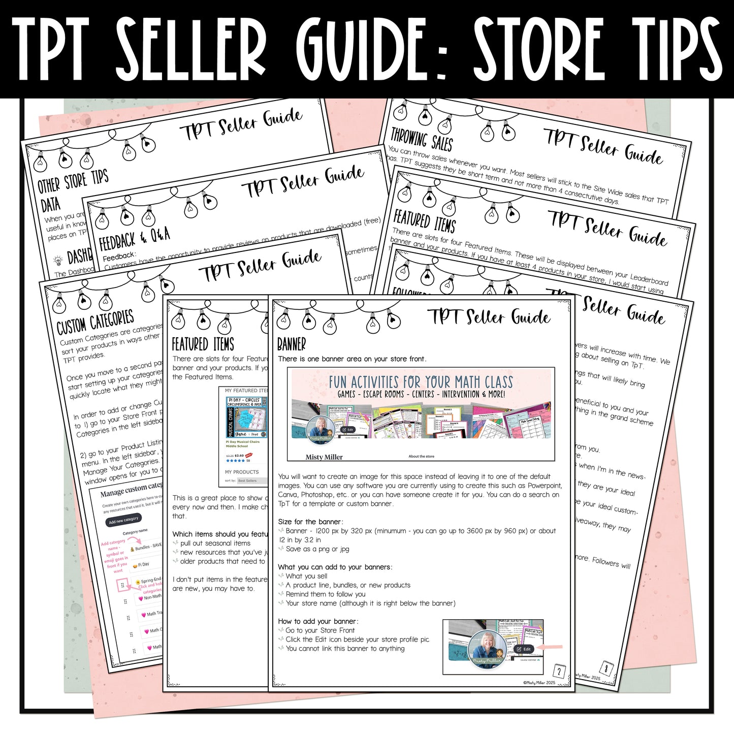 TPT Seller Guide New Seller Store Tips - Banner, Categories, Logo, Sales, & More