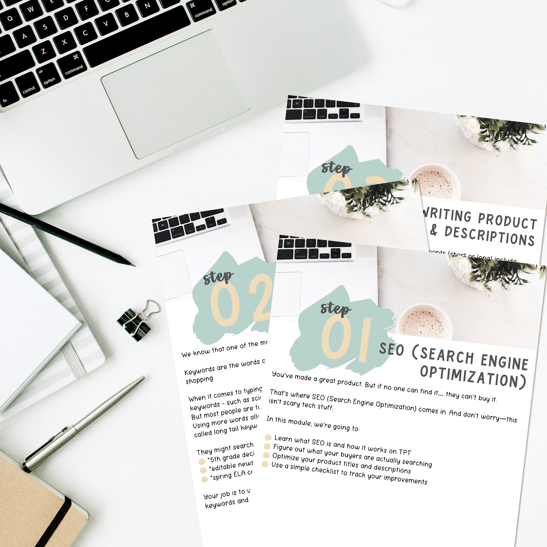 TPT Seller SEO, Titles, and Descriptions - Simple SEO Steps for Big Visibility - Step 1 SEO - Step 2 Keywords - Step 3 Writing TPT Product Titles and Descriptions