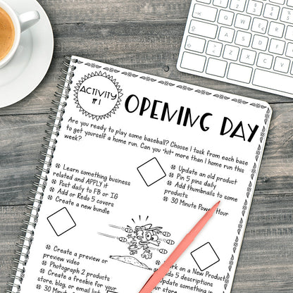 TPT Seller Spring Fever Challenges -12 weekly spring challenges - work on your TPT store and business - Challenge Sheet Theme is Spring Fever