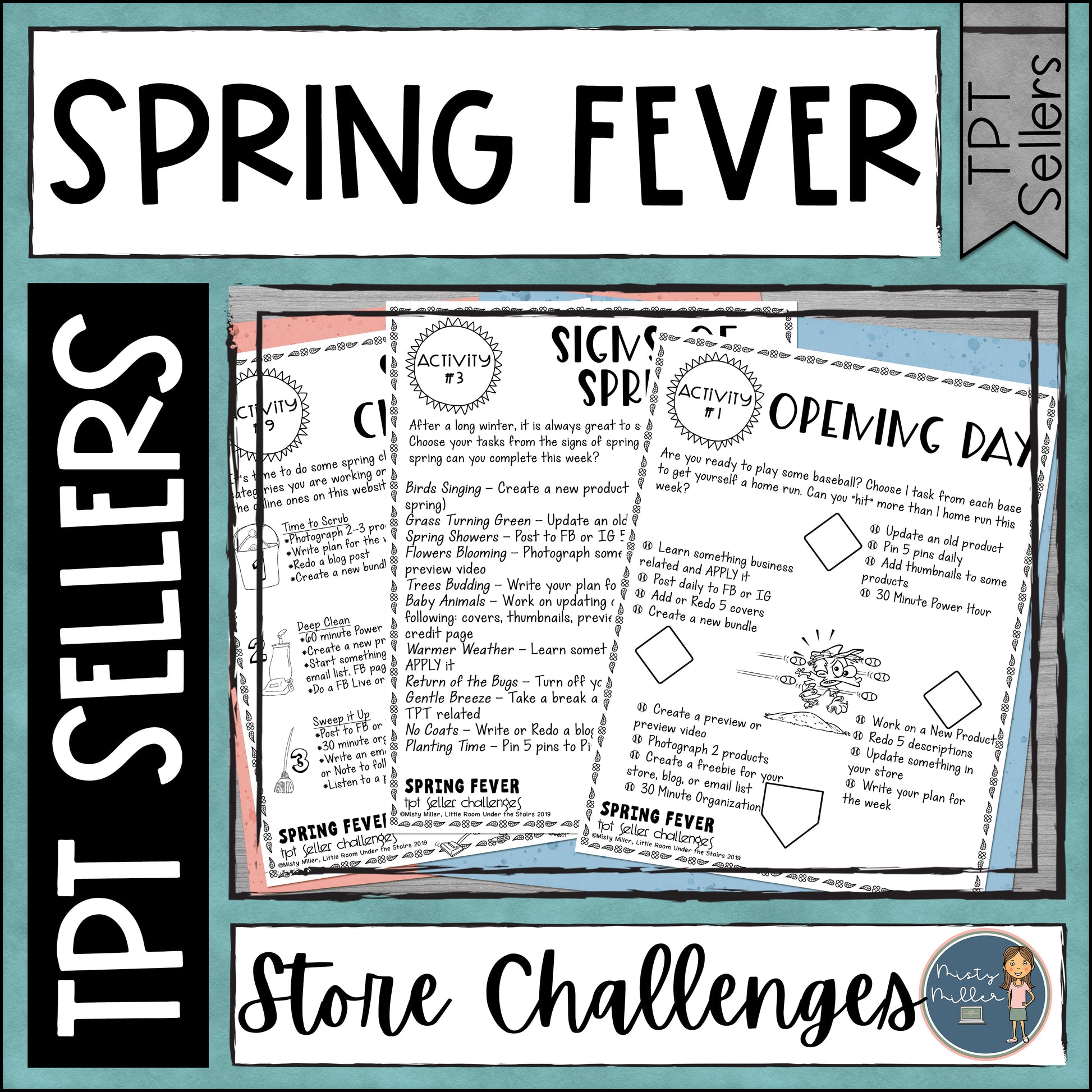 TPT Seller Spring Fever Challenges - Productivity help for working on your TPT store and business - 12 weeks of challenges sheets with a variety of tasks for your Teachers Pay Teachers store