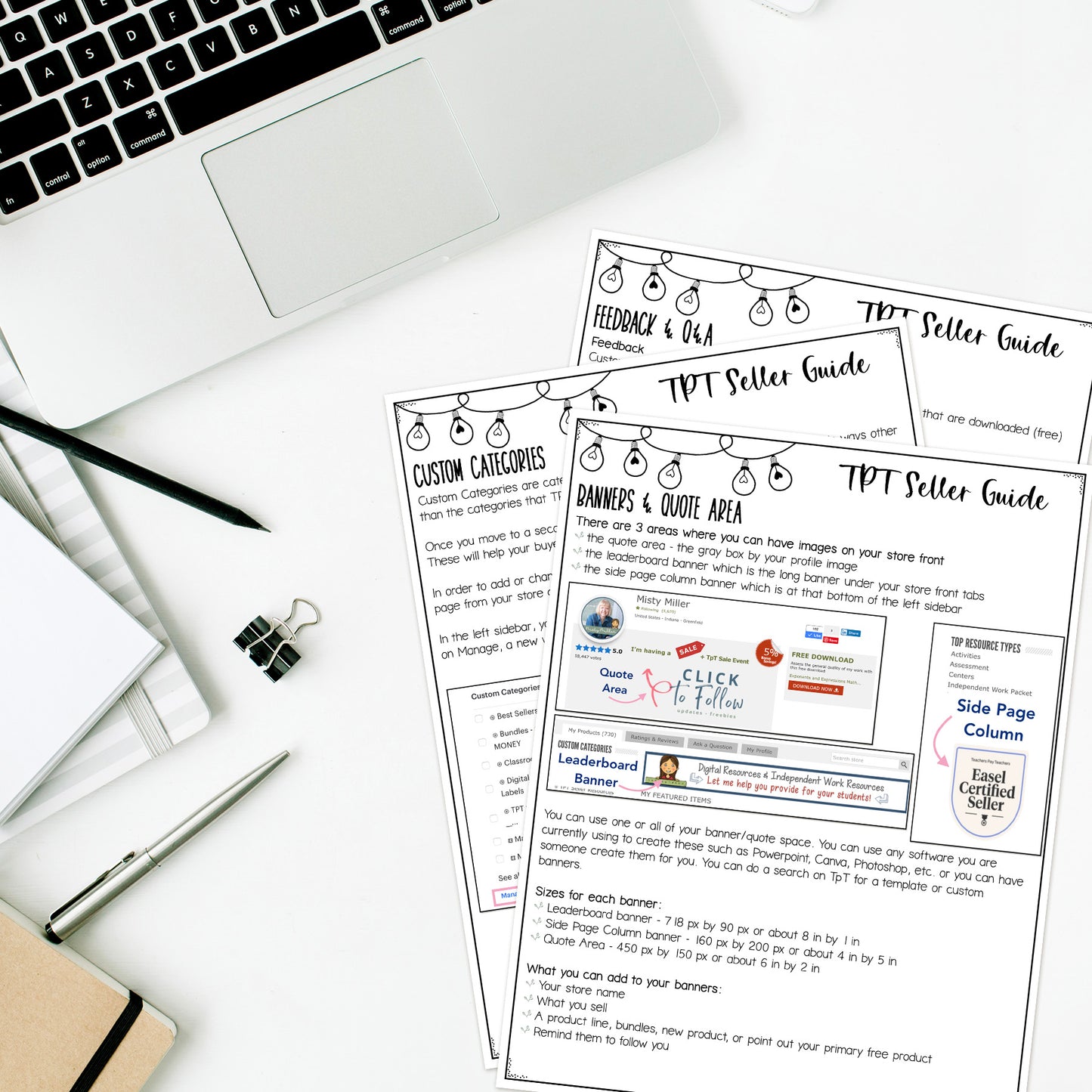 TPT Seller Guide New Seller Store Tips - Banner, Categories, Logo, Sales, & More