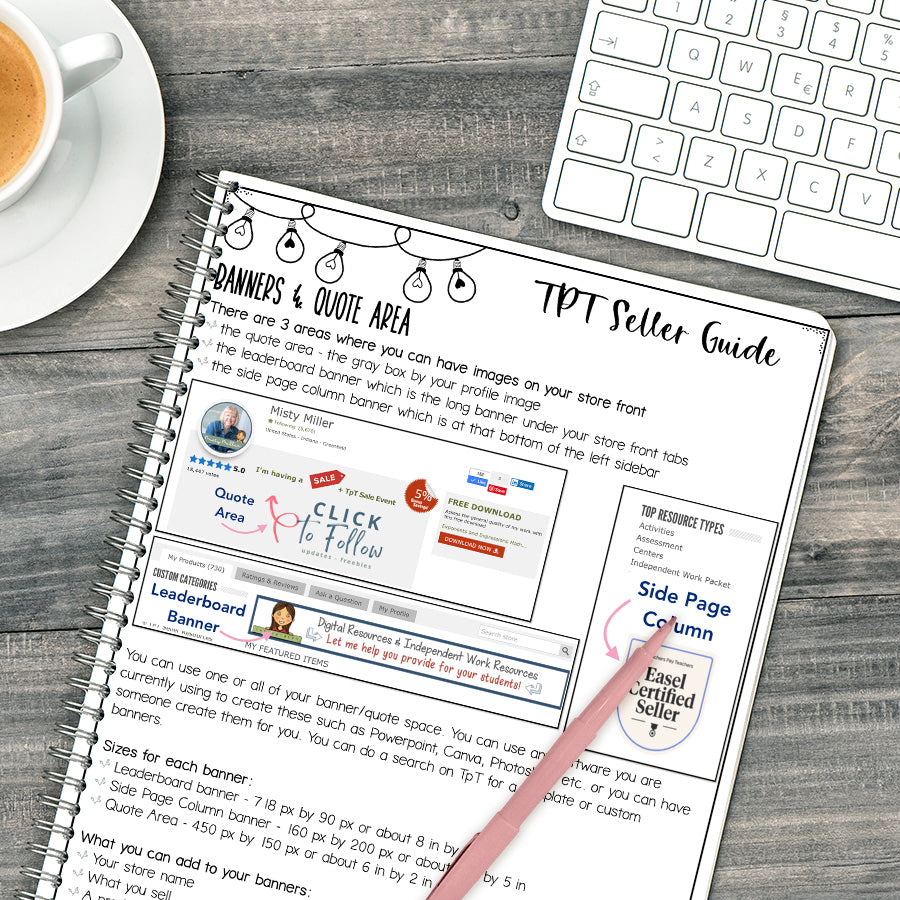 TPT Seller Guide New Seller Store Tips - Banner, Categories, Logo, Sales, & More