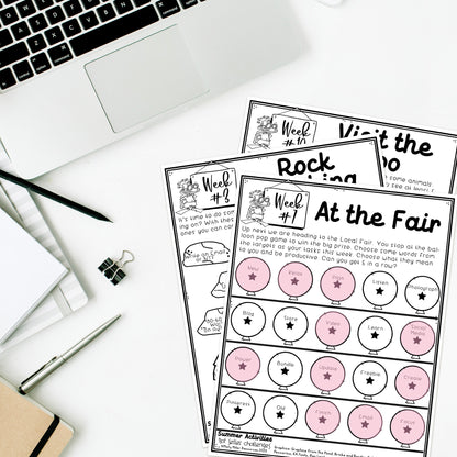 TPT Seller Summer Bucket List Challenges -12 weekly spring challenges - work on your TPT store and business - Challenge Sheet Theme is Summer Bucket List 